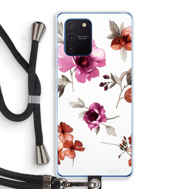 Geschilderde bloemen: Samsung Galaxy Note 10 Lite Transparant Hoesje met koord
