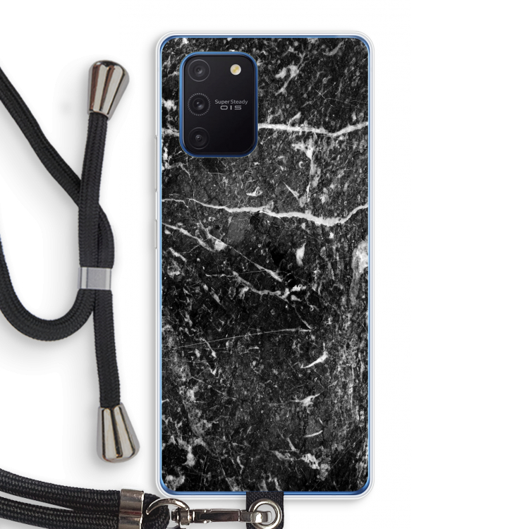 Zwart marmer: Samsung Galaxy Note 10 Lite Transparant Hoesje met koord