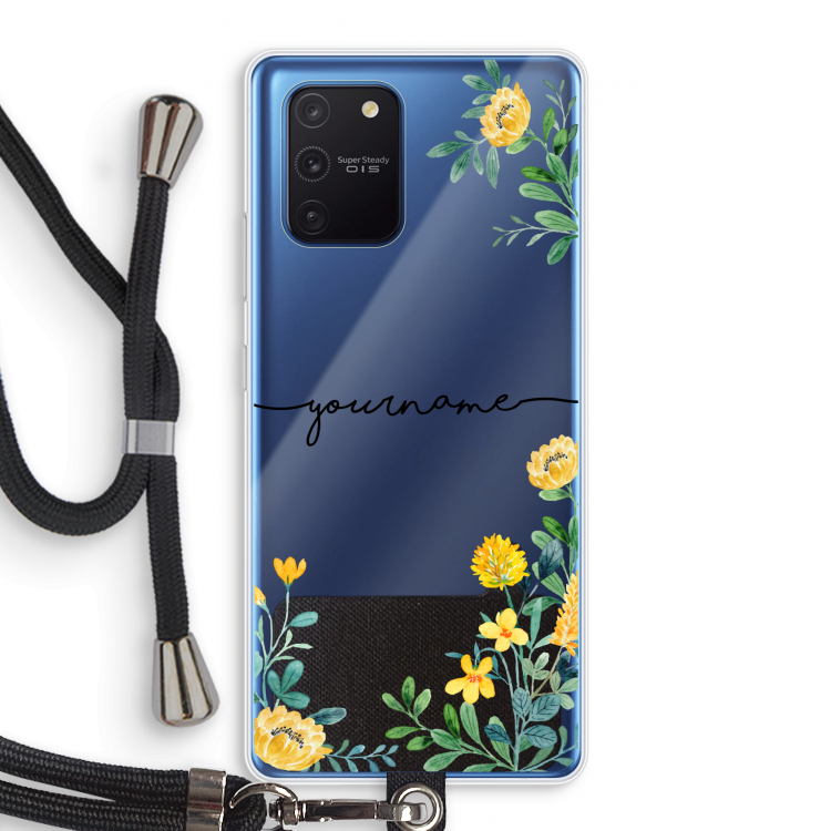 Gele bloemen: Samsung Galaxy Note 10 Lite Transparant Hoesje met koord