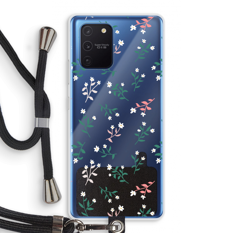 Small white flowers: Samsung Galaxy Note 10 Lite Transparant Hoesje met koord