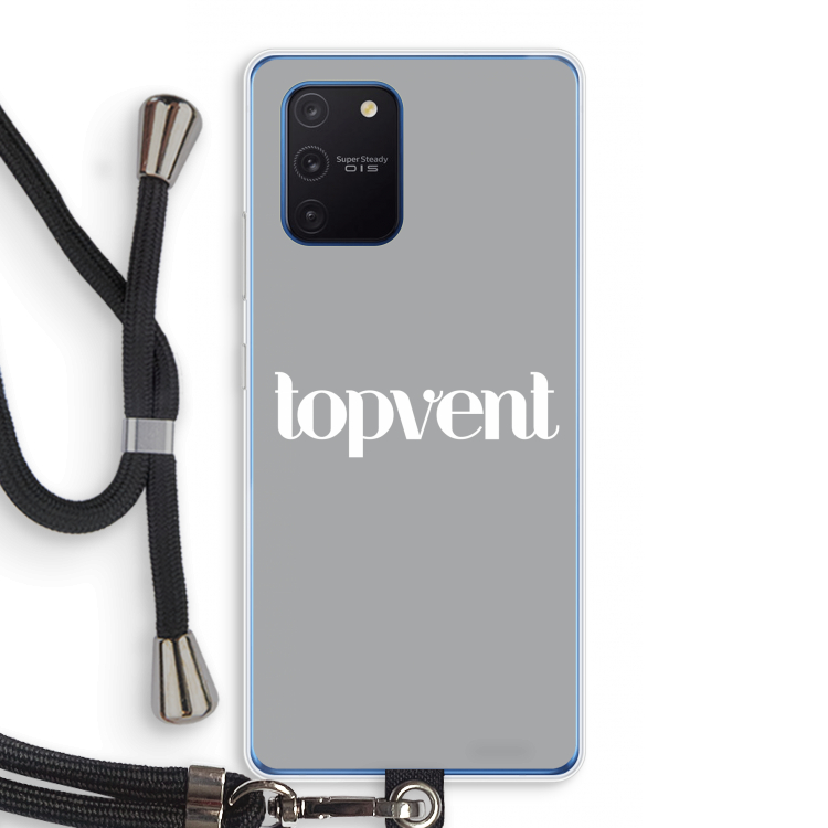 Topvent Grijs Wit: Samsung Galaxy Note 10 Lite Transparant Hoesje met koord