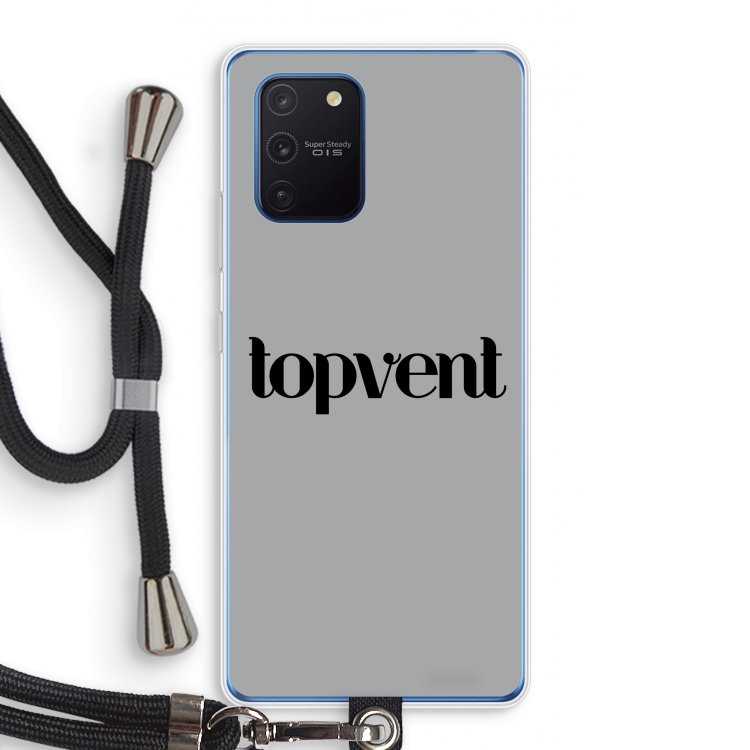 Topvent Grijs Zwart: Samsung Galaxy Note 10 Lite Transparant Hoesje met koord