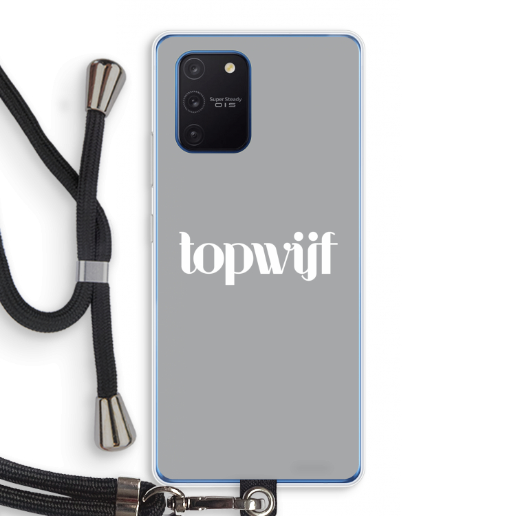 Topwijf Grijs Wit: Samsung Galaxy Note 10 Lite Transparant Hoesje met koord