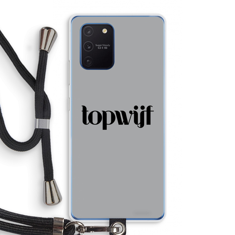 Topwijf Grijs Zwart: Samsung Galaxy Note 10 Lite Transparant Hoesje met koord