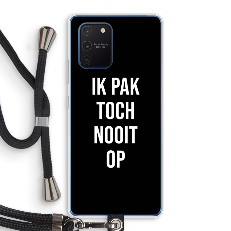 Ik pak nooit op - Zwart: Samsung Galaxy Note 10 Lite Transparant Hoesje met koord