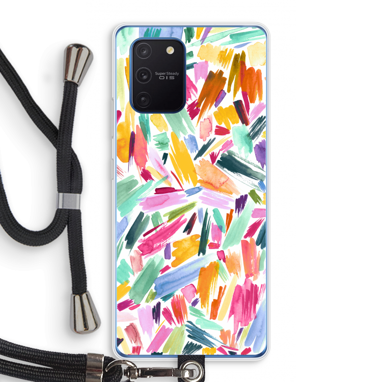 Watercolor Brushstrokes: Samsung Galaxy Note 10 Lite Transparant Hoesje met koord