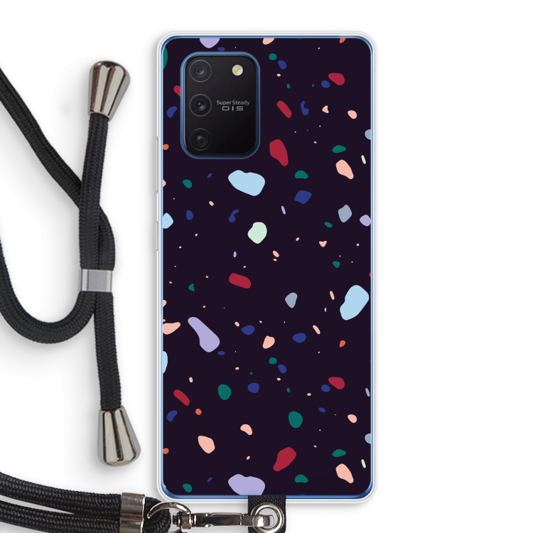 Dark Rounded Terrazzo: Samsung Galaxy Note 10 Lite Transparant Hoesje met koord