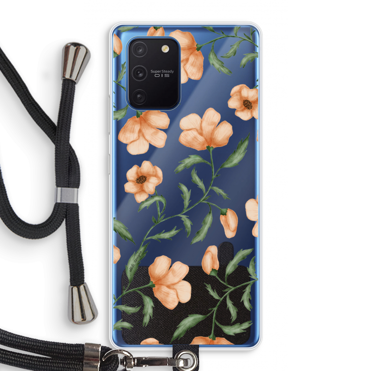 Peachy flowers: Samsung Galaxy Note 10 Lite Transparant Hoesje met koord