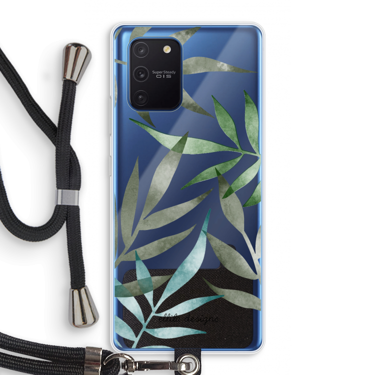Tropical watercolor leaves: Samsung Galaxy Note 10 Lite Transparant Hoesje met koord