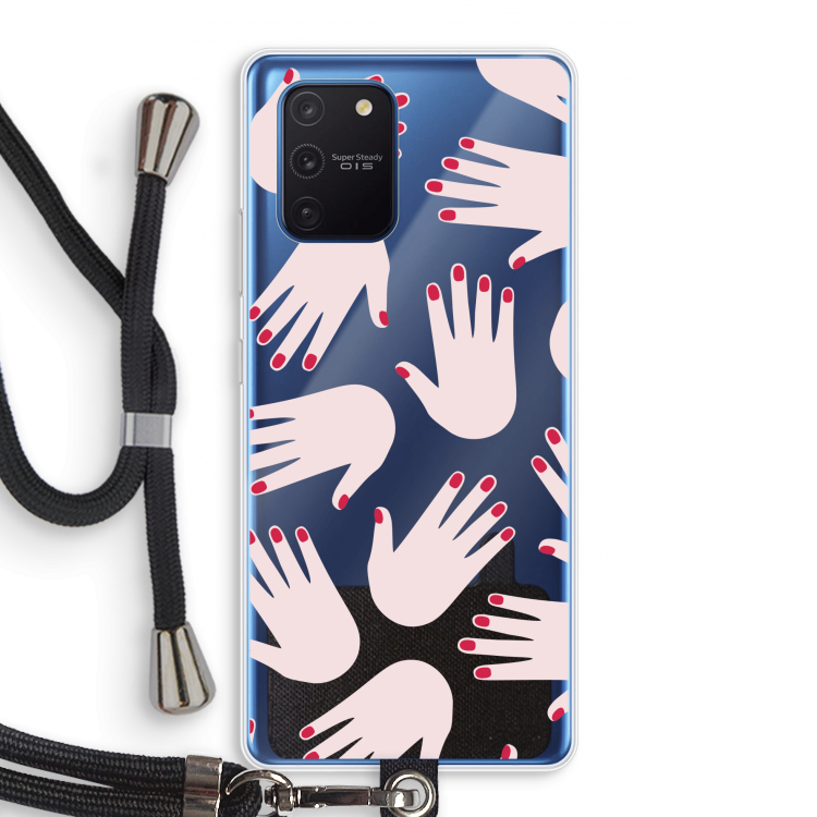 Hands pink: Samsung Galaxy Note 10 Lite Transparant Hoesje met koord