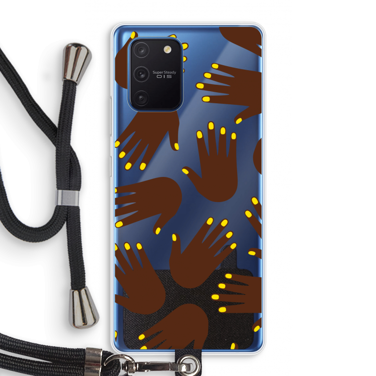 Hands dark: Samsung Galaxy Note 10 Lite Transparant Hoesje met koord