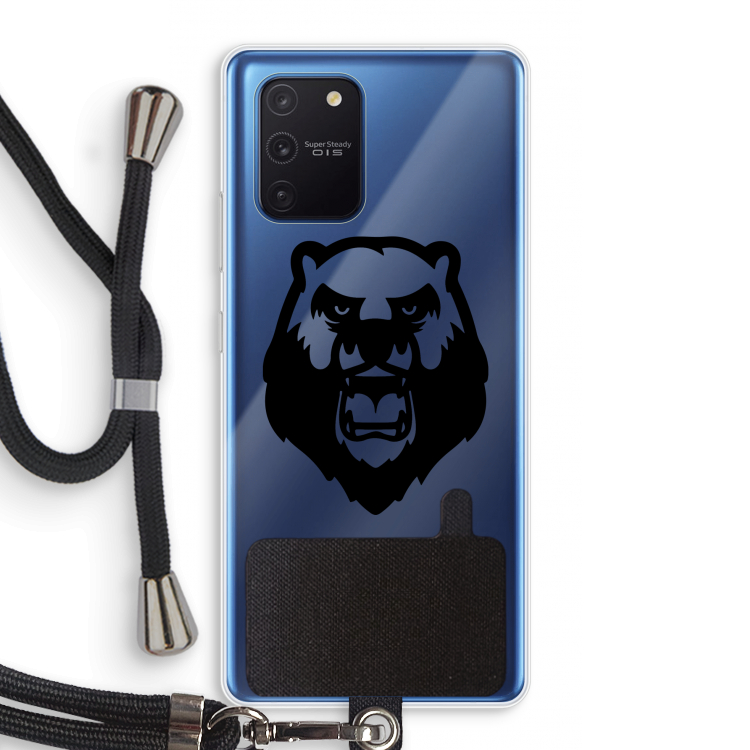 Angry Bear (black): Samsung Galaxy Note 10 Lite Transparant Hoesje met koord