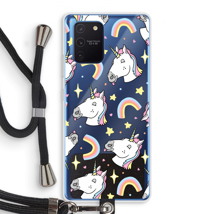 Rainbow Unicorn: Samsung Galaxy Note 10 Lite Transparant Hoesje met koord