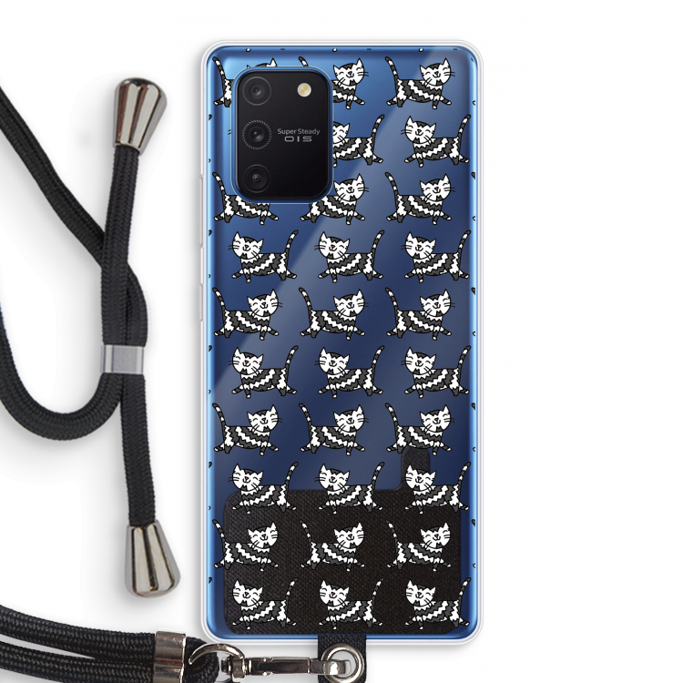 Zwarte poes: Samsung Galaxy Note 10 Lite Transparant Hoesje met koord