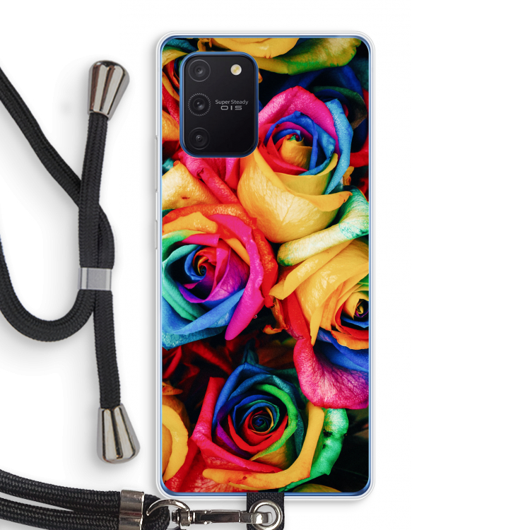 Neon bloemen: Samsung Galaxy Note 10 Lite Transparant Hoesje met koord