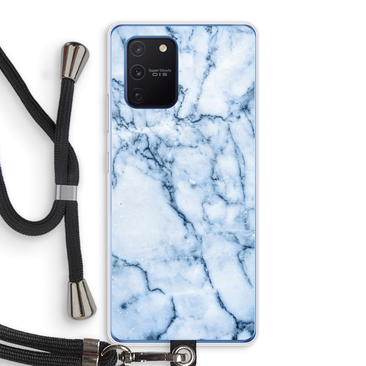 Blauw marmer: Samsung Galaxy Note 10 Lite Transparant Hoesje met koord
