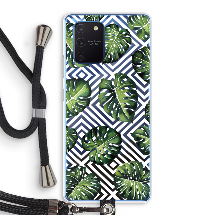 Geometrische jungle: Samsung Galaxy Note 10 Lite Transparant Hoesje met koord