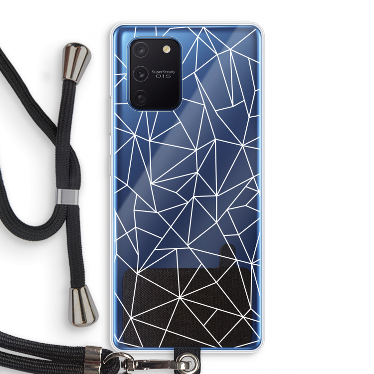 Geometrische lijnen wit: Samsung Galaxy Note 10 Lite Transparant Hoesje met koord