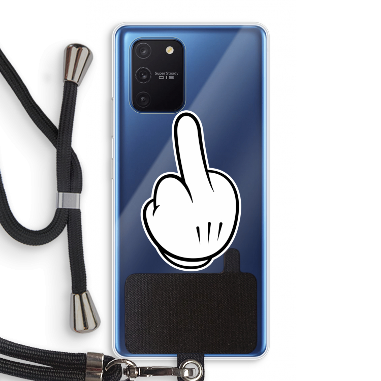 Middle finger white: Samsung Galaxy Note 10 Lite Transparant Hoesje met koord