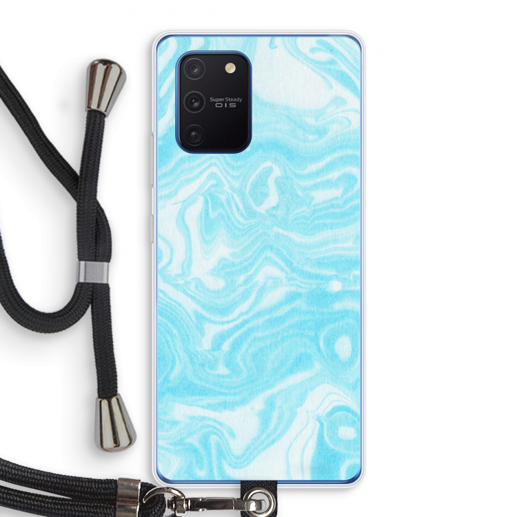 Waterverf blauw: Samsung Galaxy Note 10 Lite Transparant Hoesje met koord