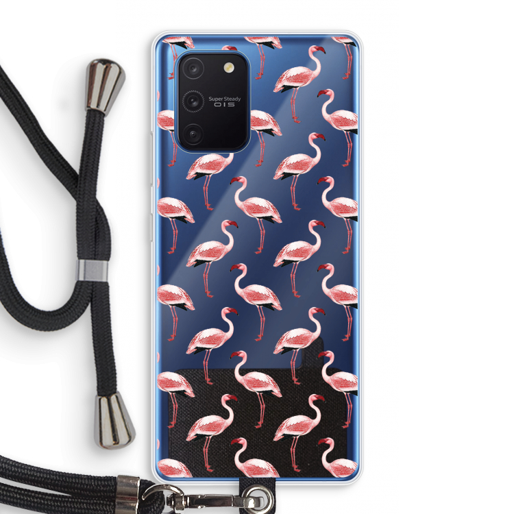 Flamingoprint groen: Samsung Galaxy Note 10 Lite Transparant Hoesje met koord