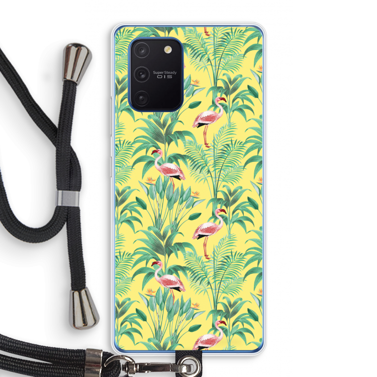 Flamingo party: Samsung Galaxy Note 10 Lite Transparant Hoesje met koord