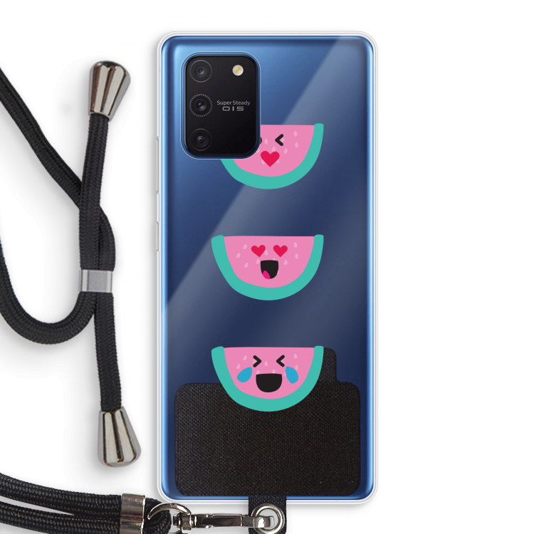 Smiley watermeloen: Samsung Galaxy Note 10 Lite Transparant Hoesje met koord