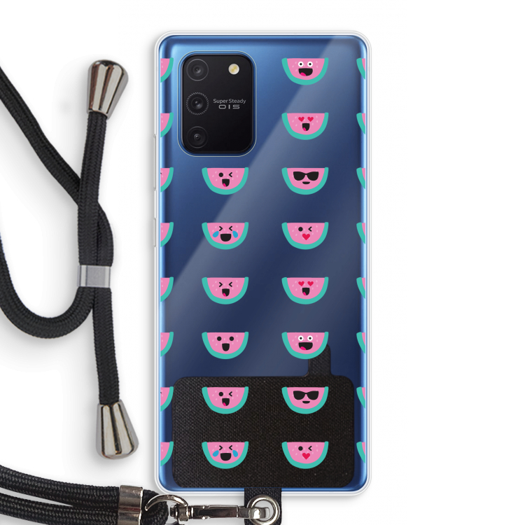 Smiley watermeloenprint: Samsung Galaxy Note 10 Lite Transparant Hoesje met koord