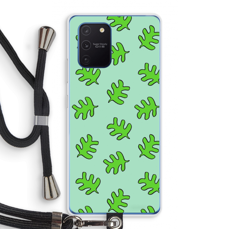 Groene blaadjes: Samsung Galaxy Note 10 Lite Transparant Hoesje met koord