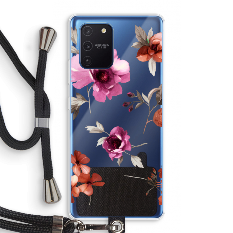 Geschilderde bloemen: Samsung Galaxy Note 10 Lite Transparant Hoesje met koord
