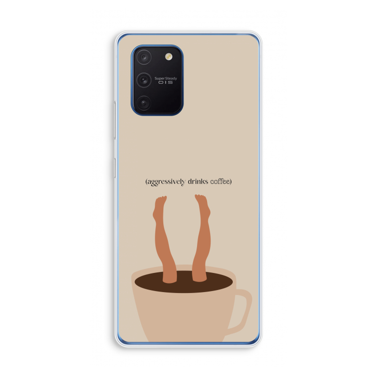 Aggressively drinks coffee: Samsung Galaxy Note 10 Lite Transparant Hoesje
