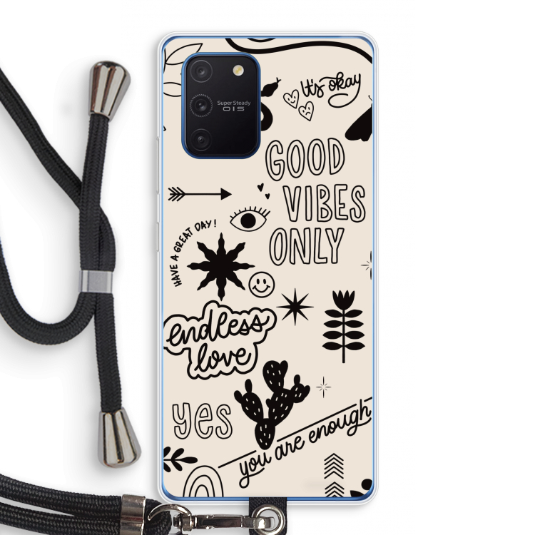 Good vibes: Samsung Galaxy Note 10 Lite Transparant Hoesje met koord