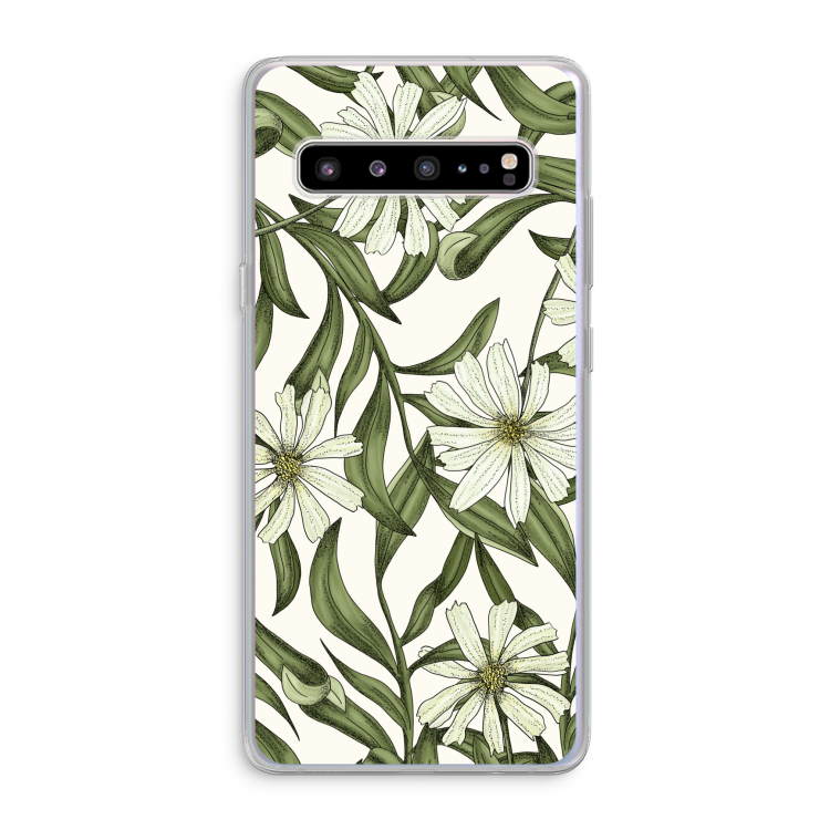Wit bloemenpatroon: Samsung Galaxy S10 5G Transparant Hoesje