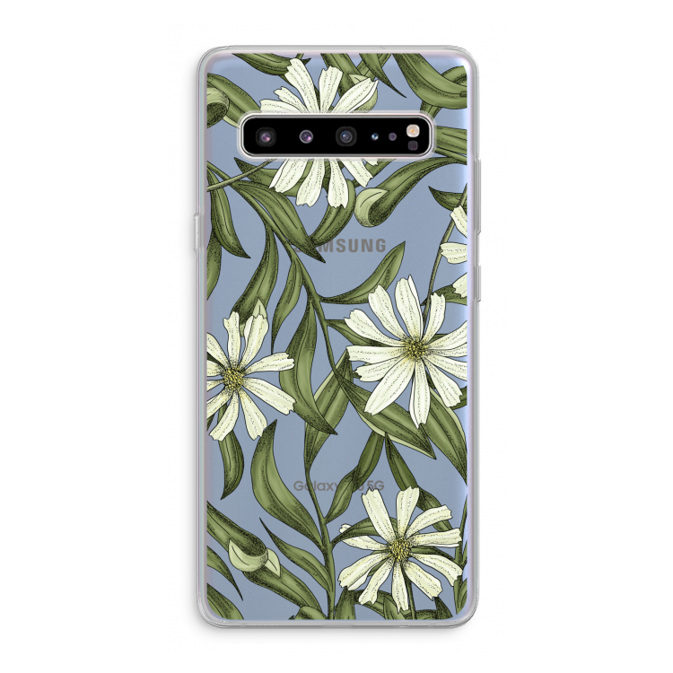 Wit bloemenpatroon: Samsung Galaxy S10 5G Transparant Hoesje