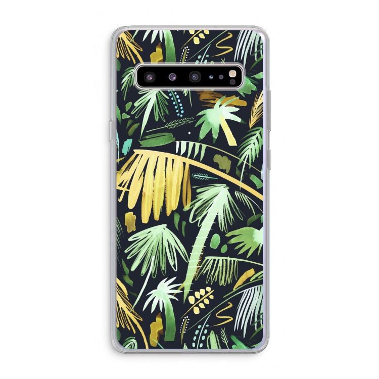Tropical Palms Dark: Samsung Galaxy S10 5G Transparant Hoesje