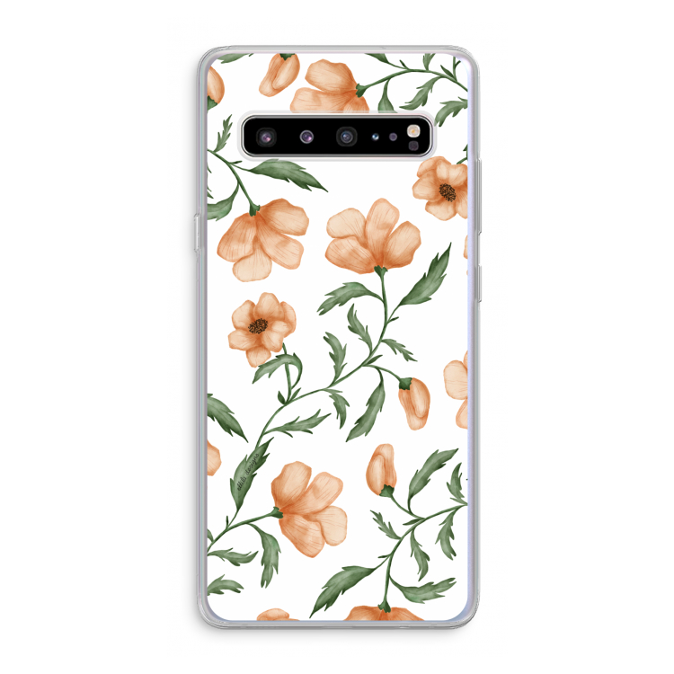 Peachy flowers: Samsung Galaxy S10 5G Transparant Hoesje