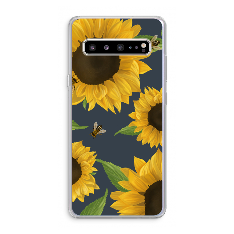 Sunflower and bees: Samsung Galaxy S10 5G Transparant Hoesje