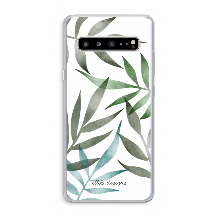 Tropical watercolor leaves: Samsung Galaxy S10 5G Transparant Hoesje