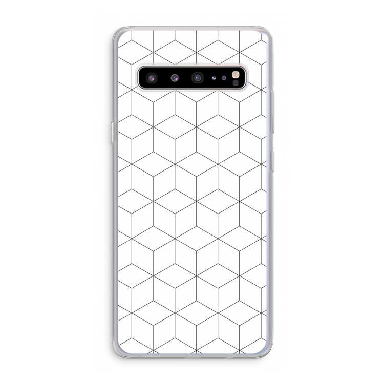 Zwart-witte kubussen: Samsung Galaxy S10 5G Transparant Hoesje