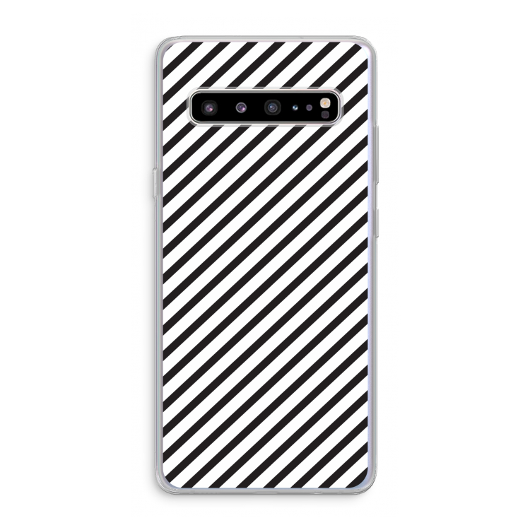 Strepen zwart-wit: Samsung Galaxy S10 5G Transparant Hoesje