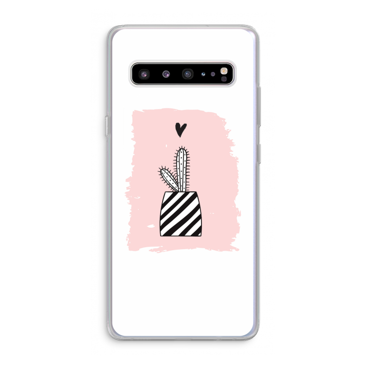 Zwart-wit cactus: Samsung Galaxy S10 5G Transparant Hoesje