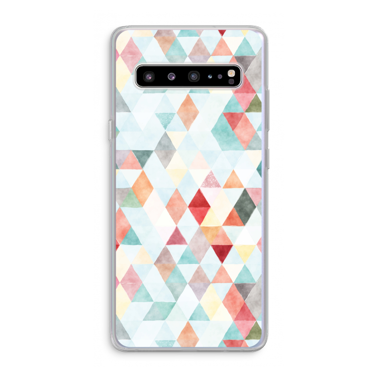 Gekleurde driehoekjes pastel: Samsung Galaxy S10 5G Transparant Hoesje