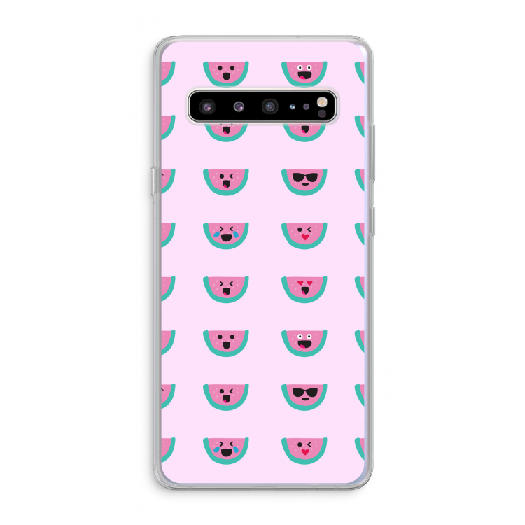 Smiley watermeloenprint: Samsung Galaxy S10 5G Transparant Hoesje