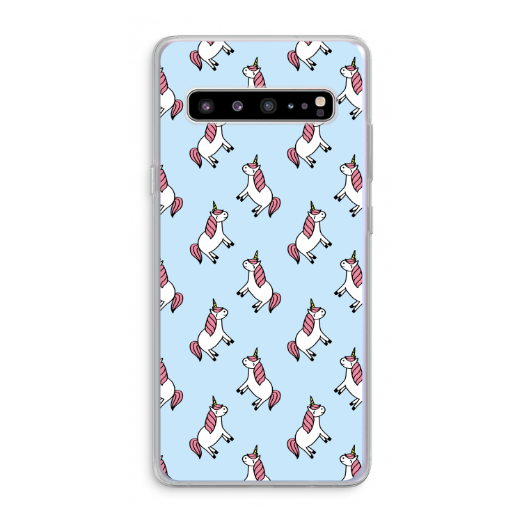 Eenhoorns overal: Samsung Galaxy S10 5G Transparant Hoesje