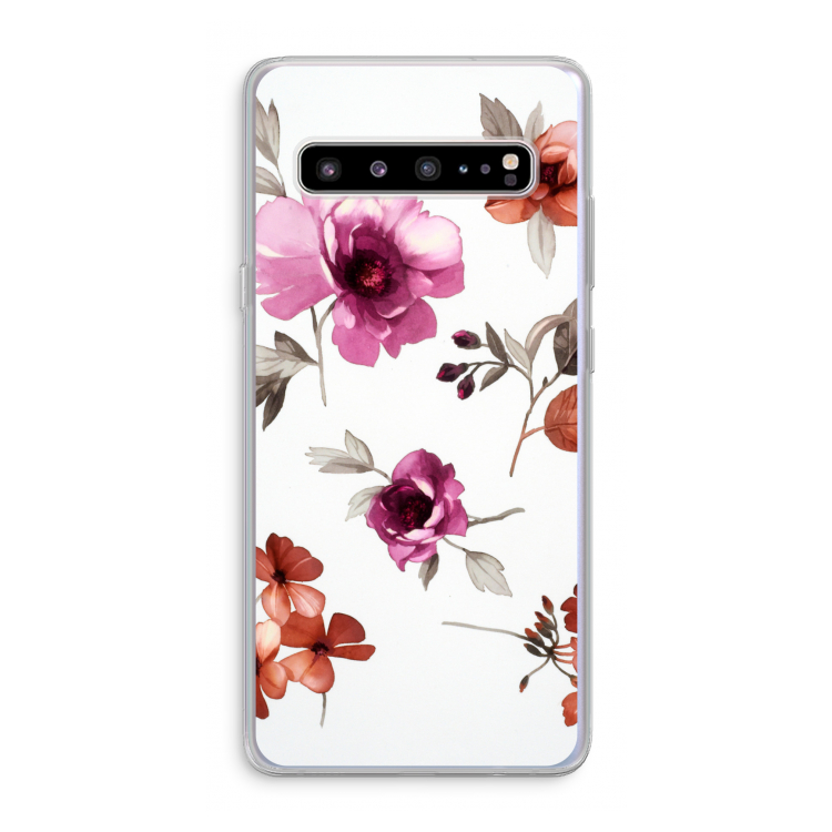 Geschilderde bloemen: Samsung Galaxy S10 5G Transparant Hoesje