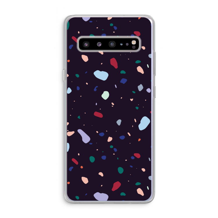 Dark Rounded Terrazzo: Samsung Galaxy S10 5G Transparant Hoesje