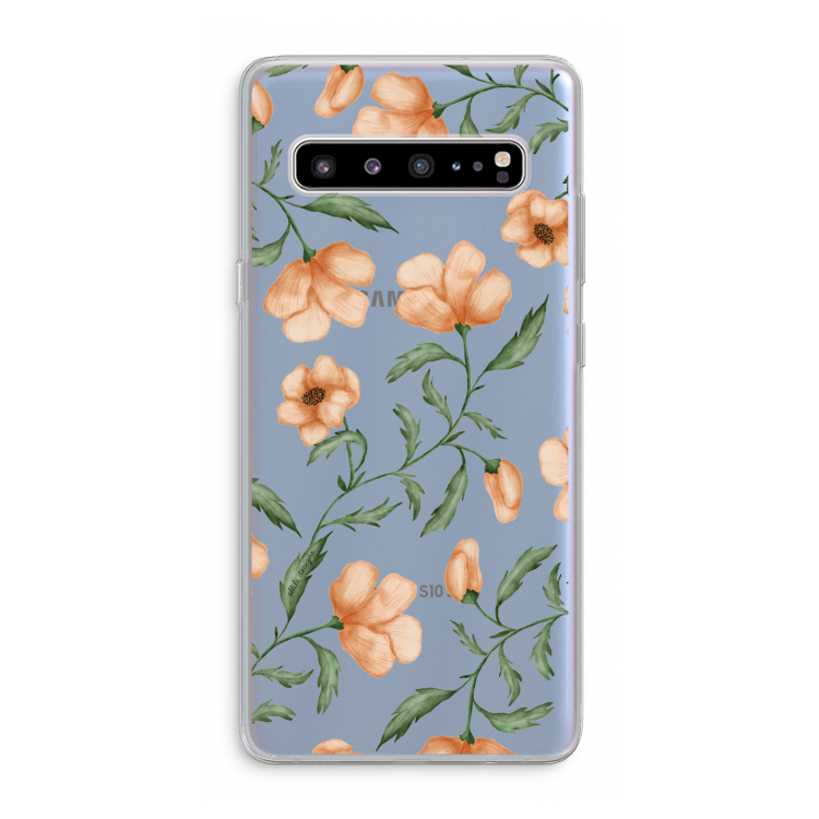 Peachy flowers: Samsung Galaxy S10 5G Transparant Hoesje