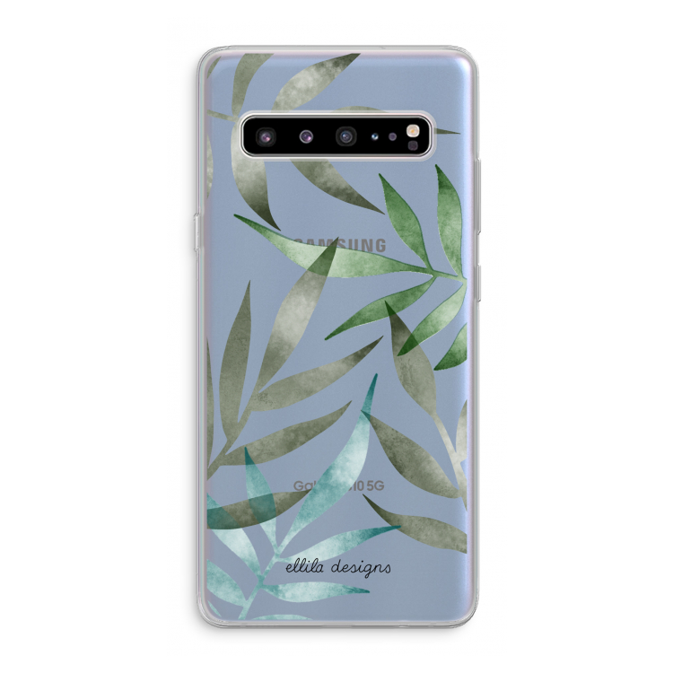 Tropical watercolor leaves: Samsung Galaxy S10 5G Transparant Hoesje