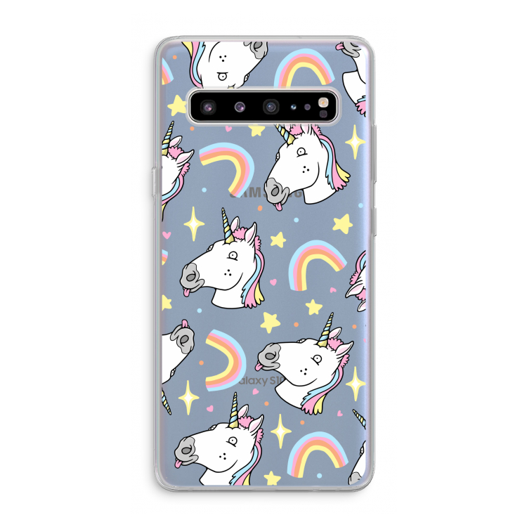 Rainbow Unicorn: Samsung Galaxy S10 5G Transparant Hoesje