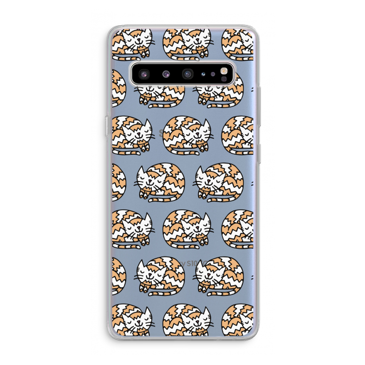 Slapende poes: Samsung Galaxy S10 5G Transparant Hoesje